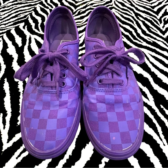 ★ Purple Monochrome Checkered Low Rise Lace Up Authentic Vans ★ - Picture 8 of 8